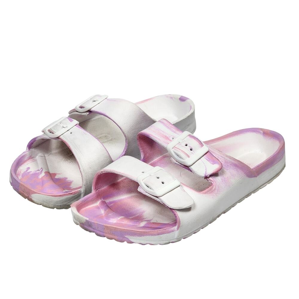 Pink White Tie Dye Size 9 10 Sandals Shoes